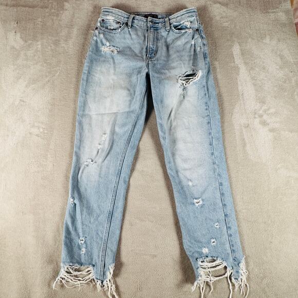 Abercrombie & Fitch Denim - Abercrombie & Fitch Jeans Womens 28/6 Light Wash Blue Denim Distressed Mom Jean